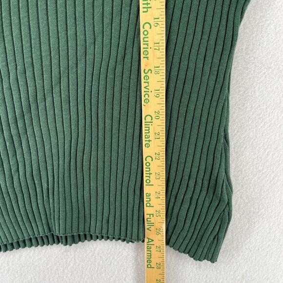 VARLEY Napier Sweater M Fitted Polo 1/4 Zip Ribbed Cotton Blend Green - Picture 14 of 15